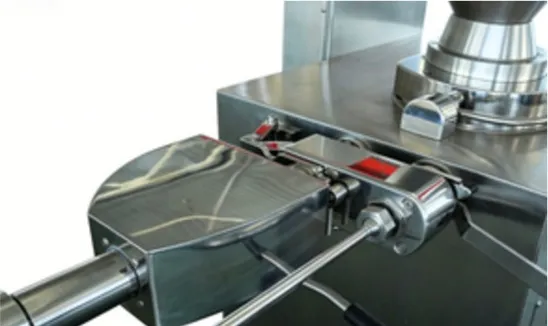 Filling tube and outlet of the vacuum filler